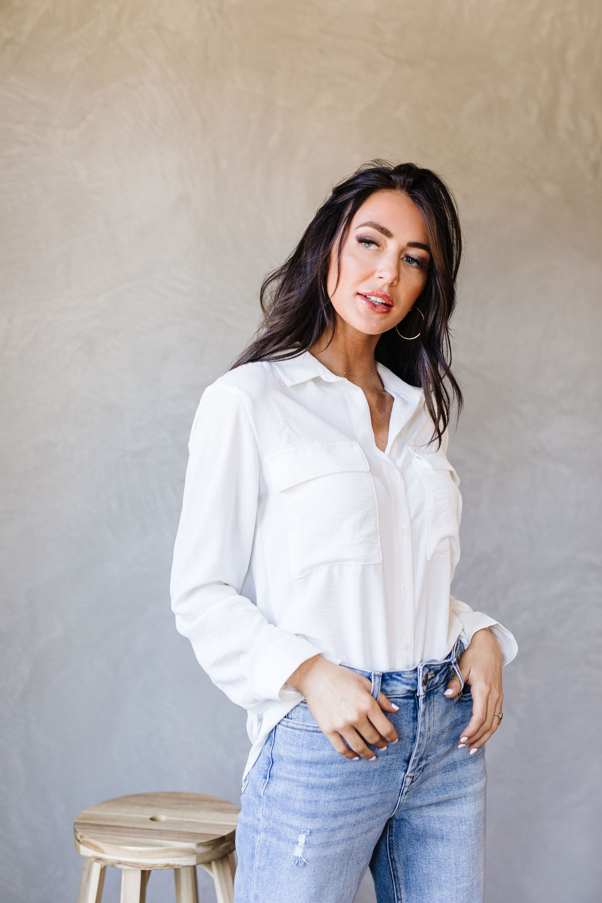 Every Girl's Go-To White Button Down