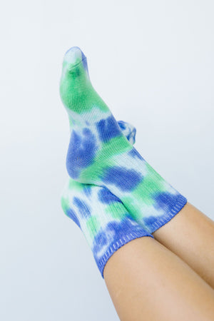 Happy Feet Tie Dye Socks In Blue & Green