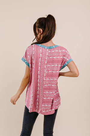 Paisley Block Party Top In Mauve