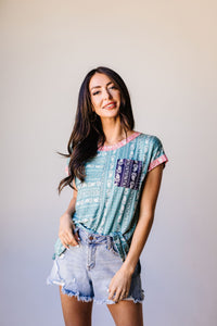 Paisley Block Party Top In Teal