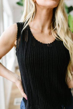 Sheer Scalloped Sweater In Black