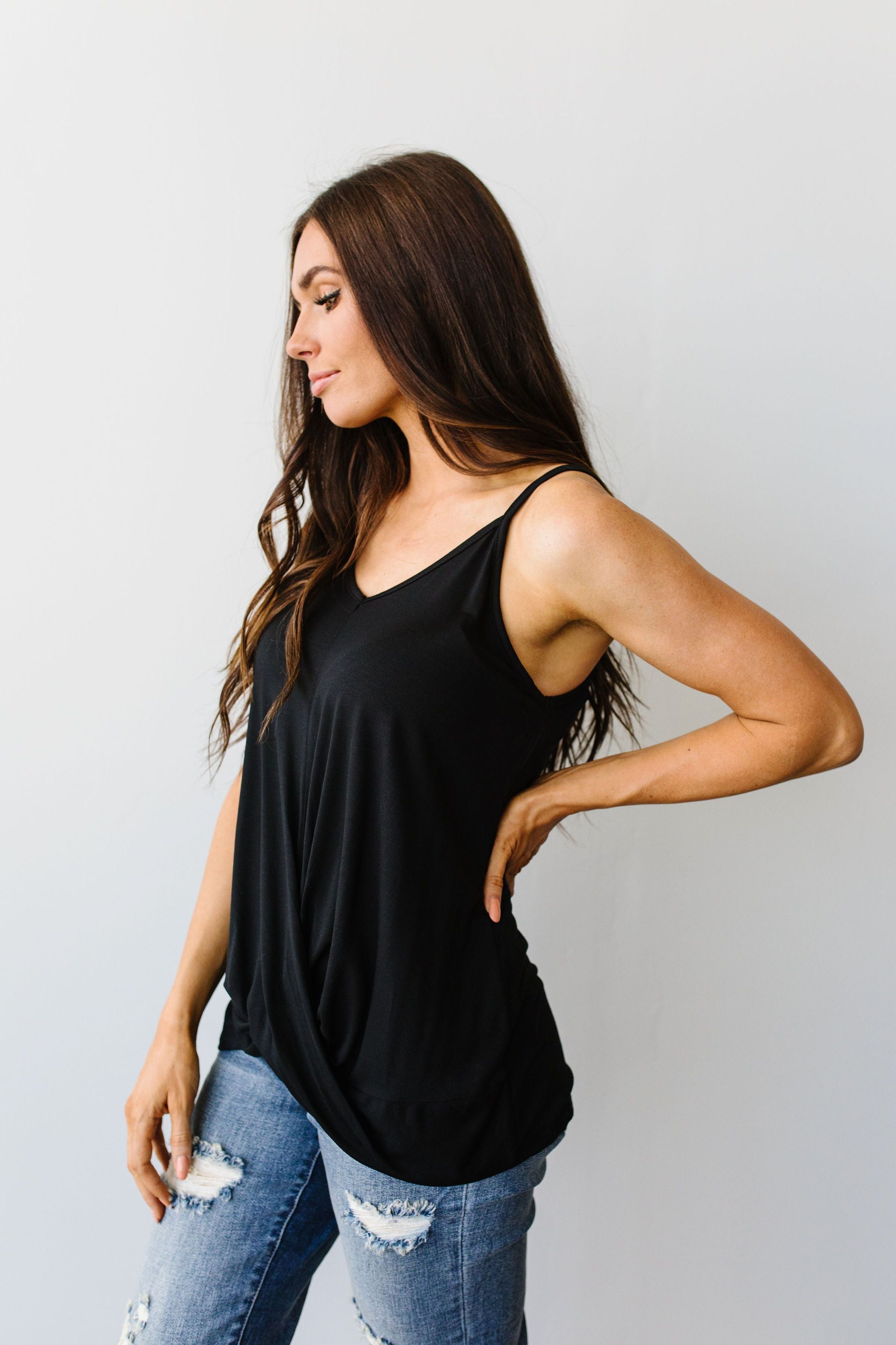 Simply Twisted Tank In Black