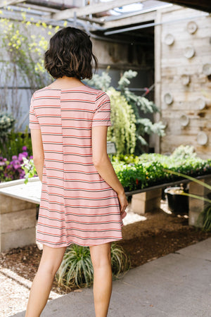 Stripes T-Shirt Dress In Rose