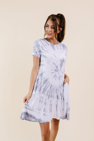 Swirl Tie Dye Dress In Gray