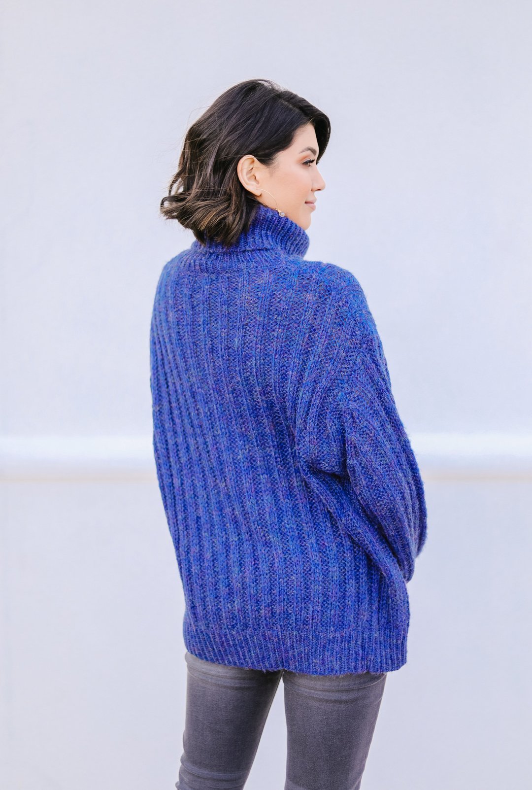 Wintertime Blues Cowl Neck Sweater