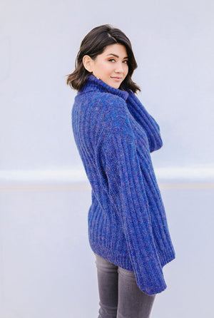 Wintertime Blues Cowl Neck Sweater